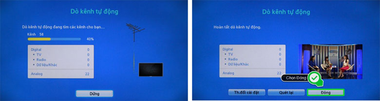 cách dò kênh tivi Samsung 2015 bước 5 và hoàn thành