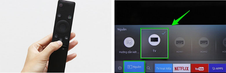 cách dò kênh tivi Samsung 2016 bước 1