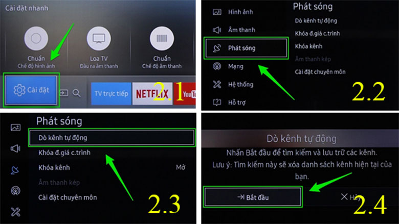 cách dò kênh tivi Samsung 2016 bước 2