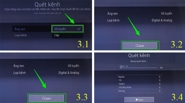 cách dò kênh tivi Samsung 2016 bước 3