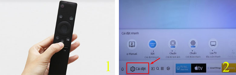cách dò kênh tivi Samsung 2017 bước 1 và 2