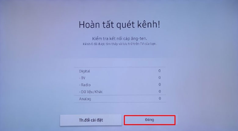 cách dò kênh tivi Samsung 2017 hoàn thành