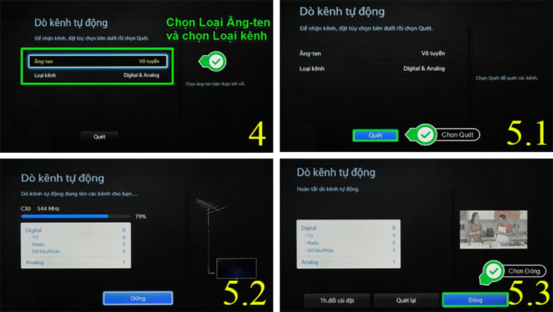 Dò kênh Smart tivi sử dụng giao diện Smart HUB bước 4 5