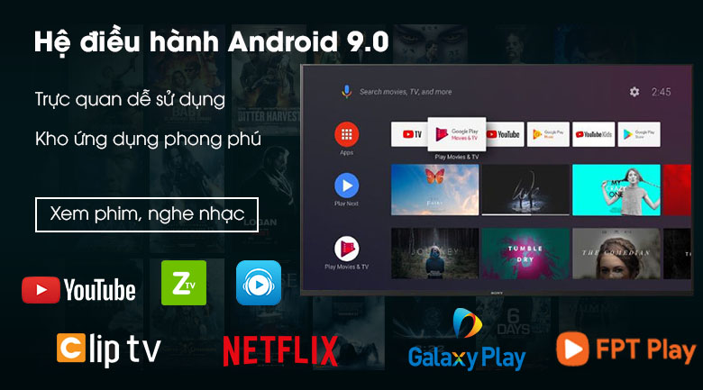 Nâng cấp lên hệ điều hành tivi Sony 43X8500H/S lêm Android 9.0 thế hệ mới