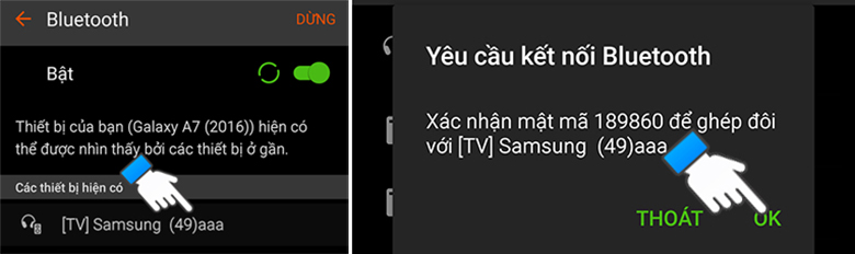 kết nối điện thoại với tivi qua bluetooth - dò tìm tv