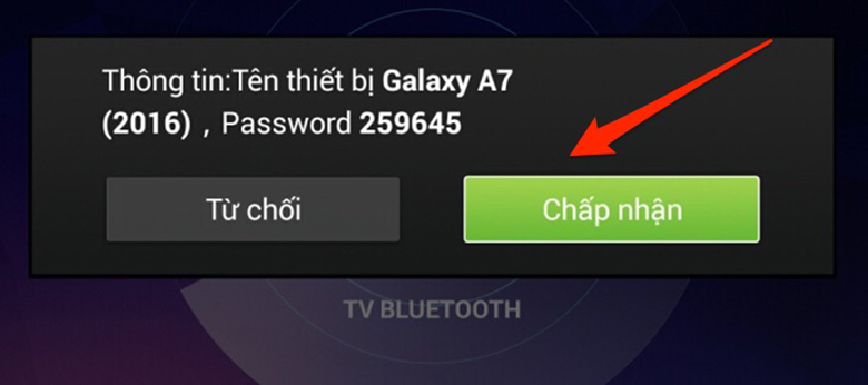 kết nối điện thoại với tivi qua Bluetooth - xác nhận kết nối