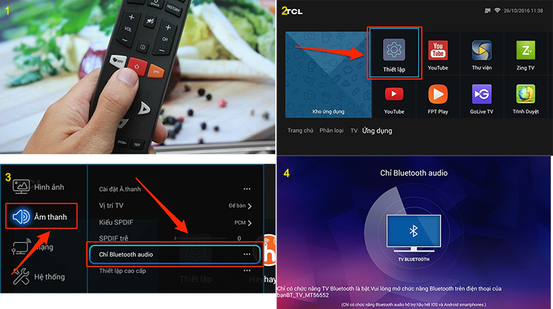 kết nối điện thoại với tivi qua Bluetooth - smart tv TCL 2016