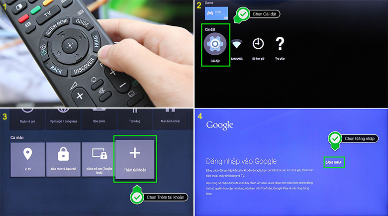 cách tải ứng dụng trên tivi Sony - đăng nhập google