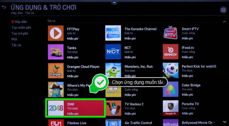 Chọn các ứng dụng hay cho smart tv lg mà bạn muốn tải