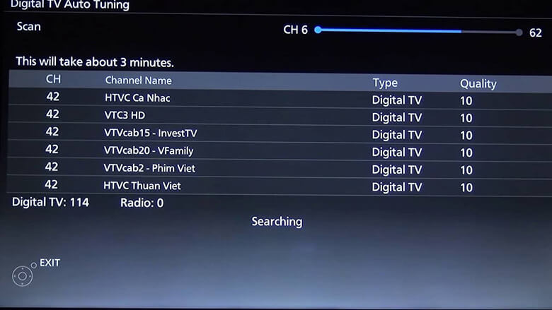 Những lỗi gặp phải khi dò kênh Panasonic