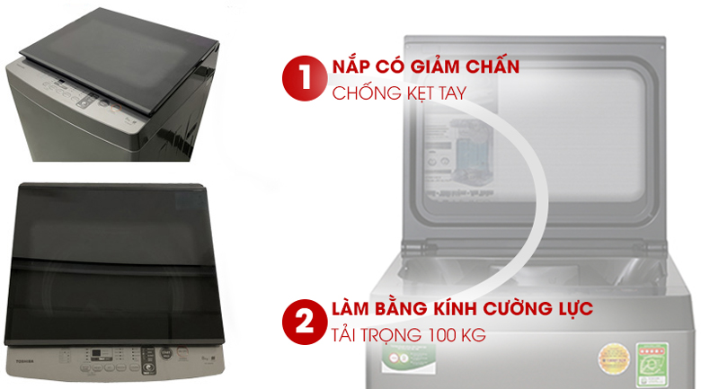Thiết kế-Máy giặt Toshiba 8 kg AW-K905DV(SG) lồng đứng