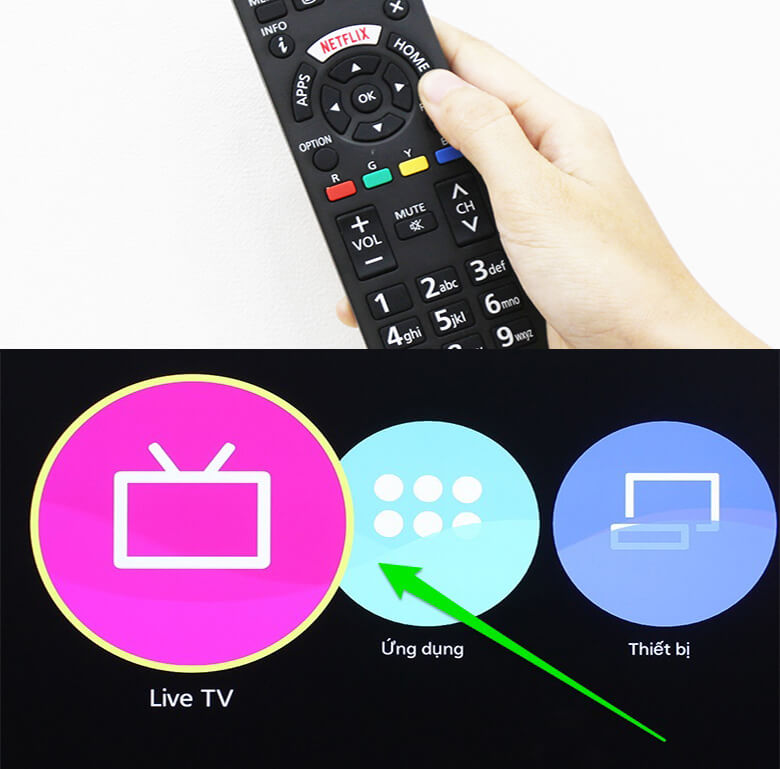 Chọn HOME và Live TV dò kênh trên Smart tivi Panasonic trên giao diện Firefox