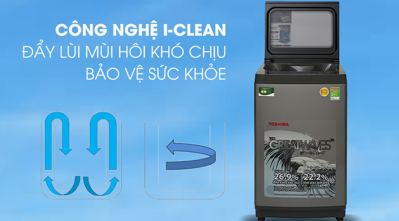 công nghệ I - Clean-Máy giặt Toshiba 9 kg AW-K1005FV(SG) lồng đứng