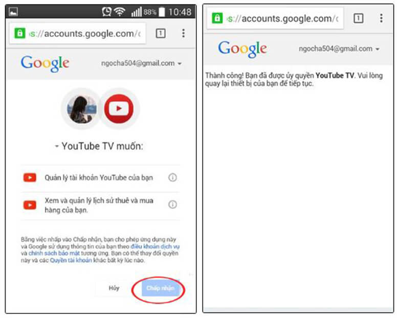 Hoàn thành quá trình đăng nhập