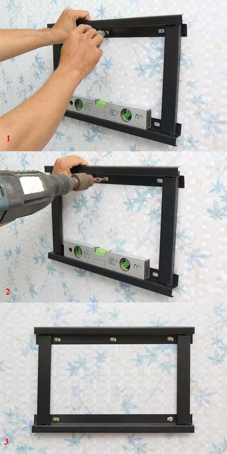 Hoàn tất việc lắp dặt giá treo trên tường dạng gật gù