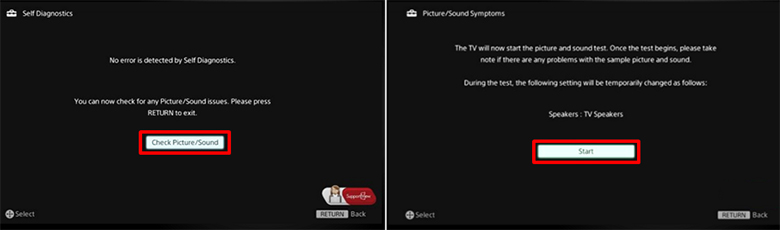 tự chẩn đoán nguyên nhân màn hình tivi Sony bị sọc bước 2