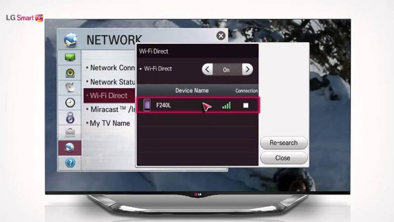 Kết nối TV LG với điện thoại thông qua Wi-Fi Direct