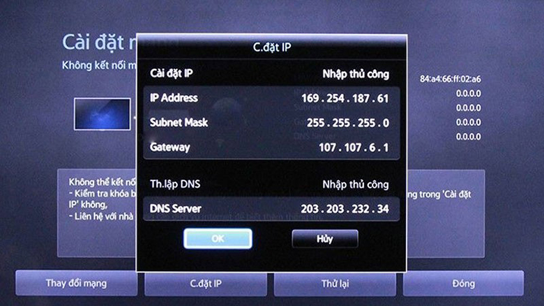 kiểm tra cài đặt mạng đang dùng khi tivi không kết nối được wifi