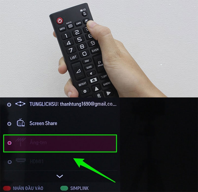 Cách dò kênh tivi LG 2016 thực hiện bước 1