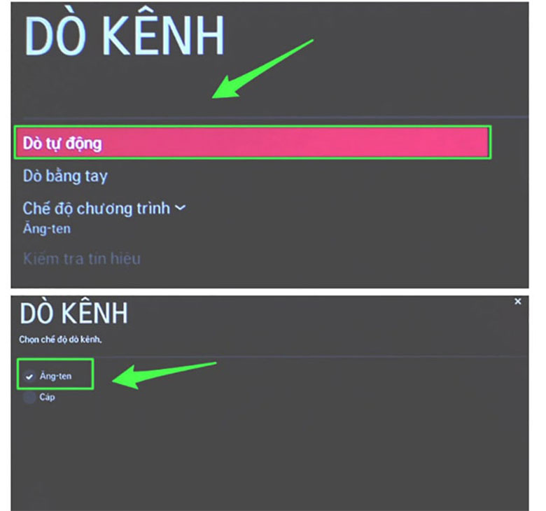 Cách dò kênh tivi LG 2018-2019 thực hiện sang bước 3