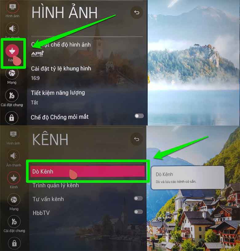 Thực hiện bước 3 cách dò kênh tivi LG trên hệ diều hành WebOS