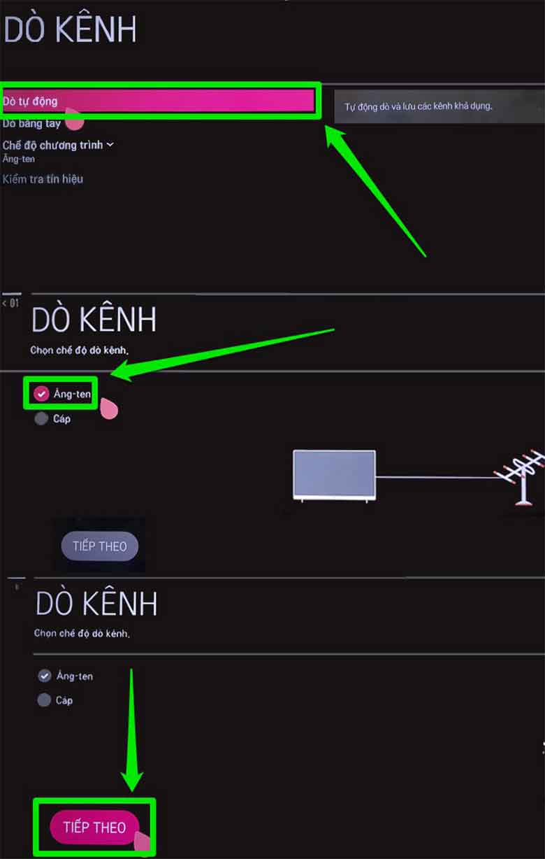 Cách dò kênh tivi LG 2017 thực hiện bước 2 giống như hình