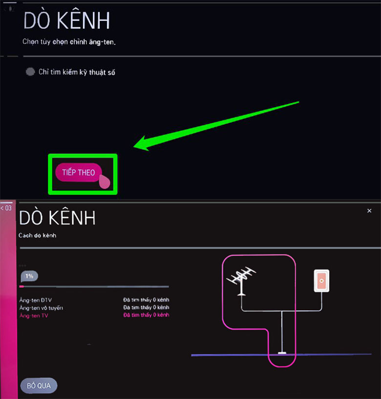 Thực hiện bước 6 cách dò kênh tivi LG trên hệ diều hành WebOS