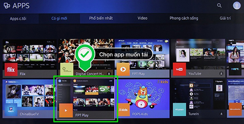 Cách tải ứng dụng cho tivi Samsung qua tài khoản bước 3