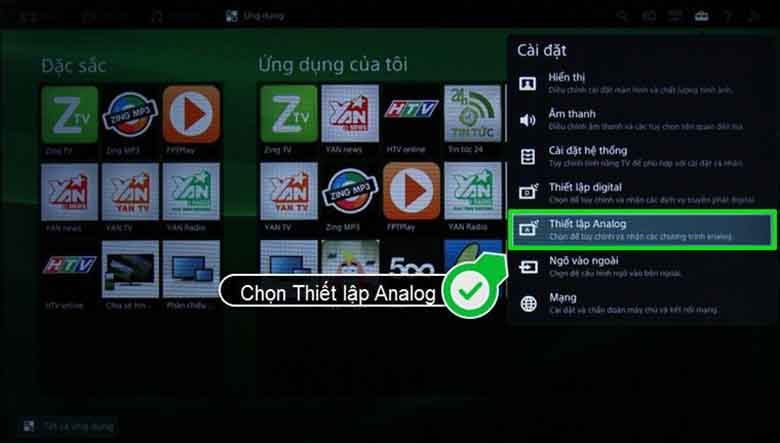 Thực hiện bước 1 dò kênh tivi Sony thông thường