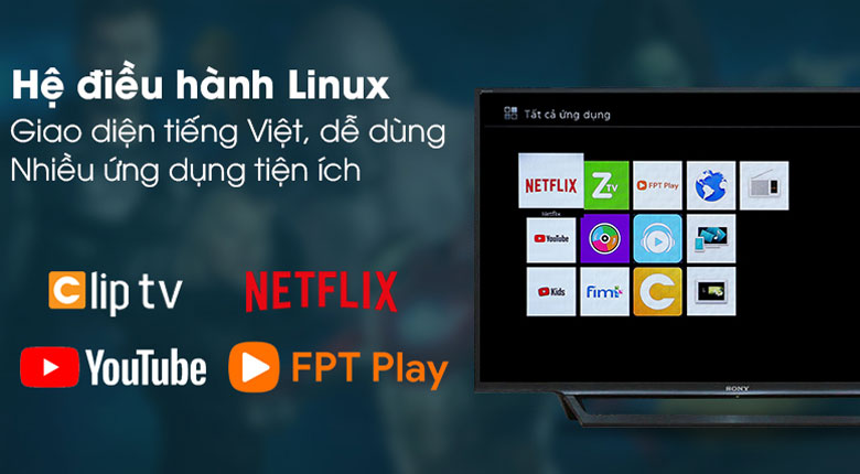 tivi Sony 43W660G với hệ điều hành Lunix