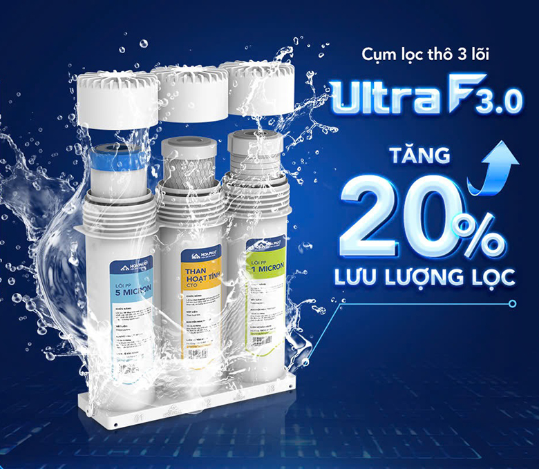 Máy lọc nước Hydrogen ion kiềm nóng lạnh Hòa Phát HPA886 3 lõi lọc thô