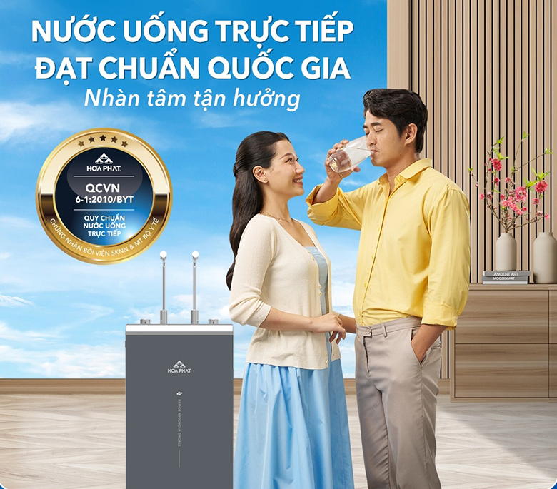 Máy lọc nước Hydrogen Ion Kiềm RO Hòa Phát HPA886 đạt chuẩn uống trực tiếp