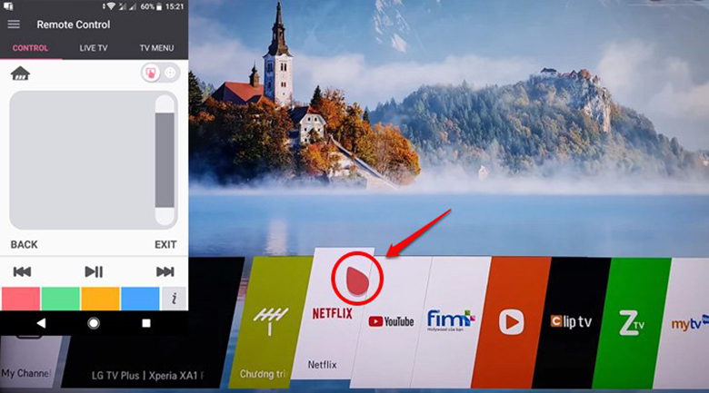 Giao diện tivi khi đang sử dụng Touchpad