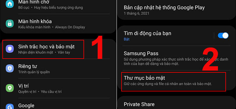 Cách đặt mật khẩu cho Messenger trên Samsung - Thư mục bảo mật