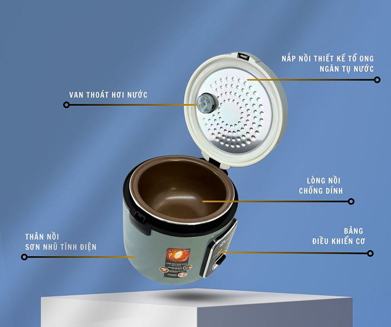 Nồi cơm điện Sowun 1.5 lít SW6915 - Thân nồi được làm bằng nhựa cao cấp