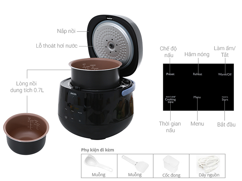 ảnh thiết kế-Nồi cơm điện tử Philips 0.7L HD3060