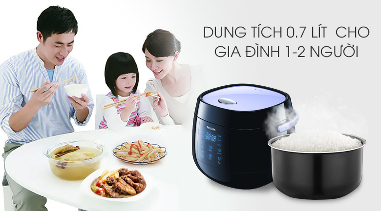 Dung tích-Nồi cơm điện tử Philips 0.7L HD3060