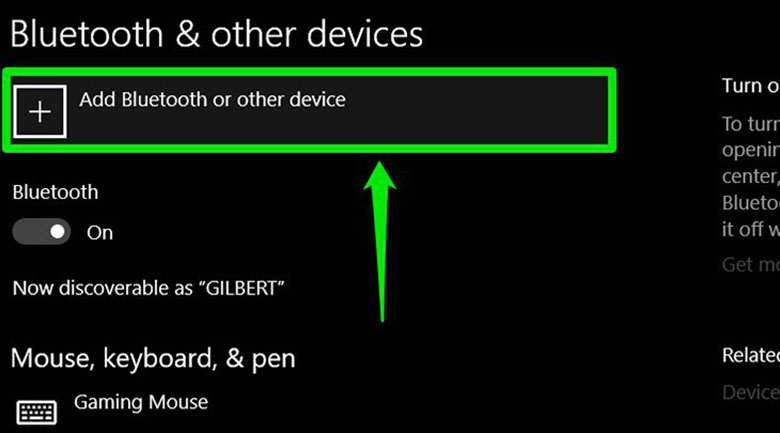 Chọn "Add Bluetooth or other device" để kết nối laptop với tivi Sony qua wifi