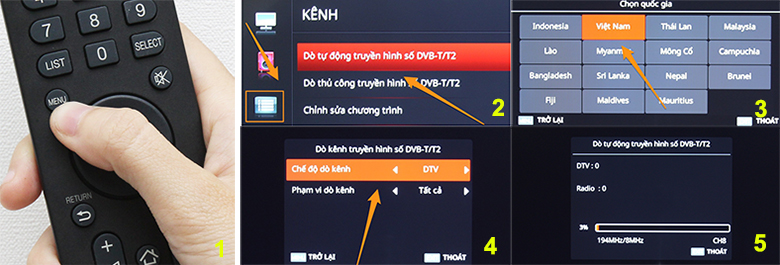 cách dò kênh tivi Toshiba với smart tivi toshiba 2016 bước 2 3