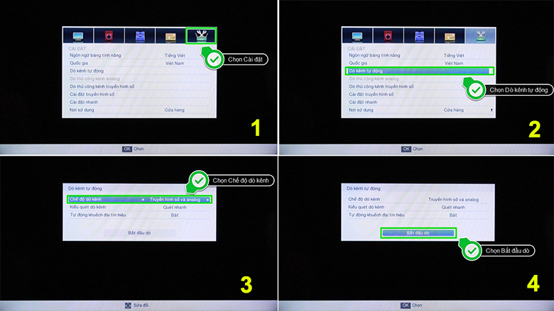 cách dò kênh tivi Toshiba thường