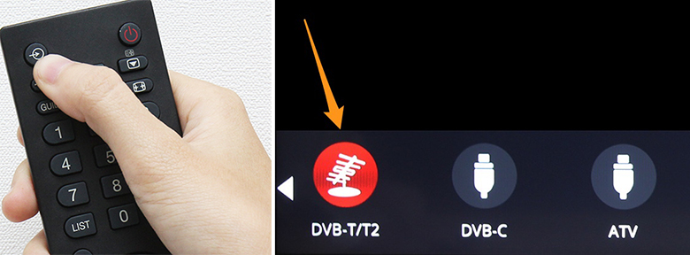 cách dò kênh tivi Toshiba với smart tivi toshiba 2016 bước 1