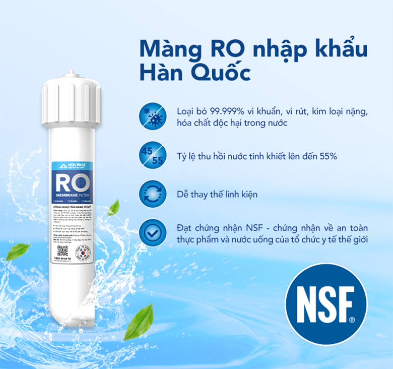 Máy lọc nước RO nóng lạnh Hòa Phát HPN692 màng RO nhập khẩu Hàn Quốc