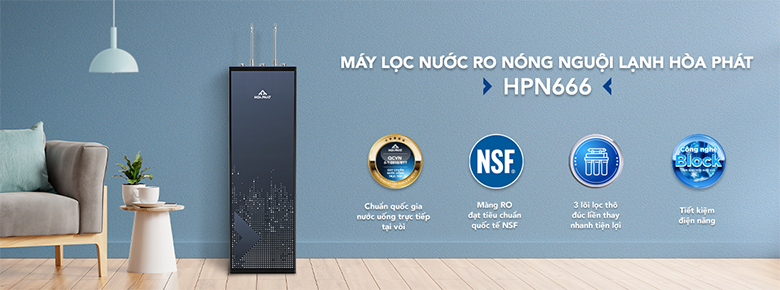 Máy lọc nước RO nóng lạnh Hòa Phát HPN666