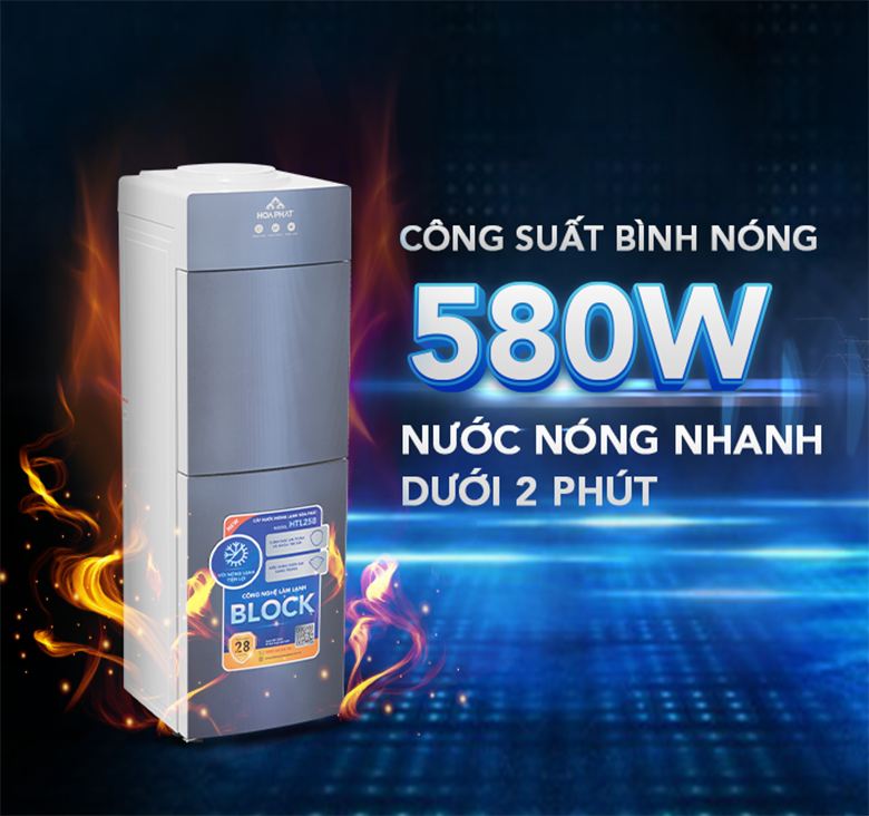 Cây nước nóng lạnh úp bình Hòa Phát HTL258 làm nóng nhanh
