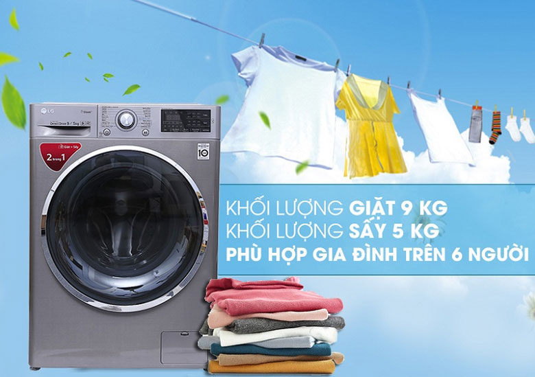 Máy giặt có chức năng sấy khô LG inverter FC1409D4E