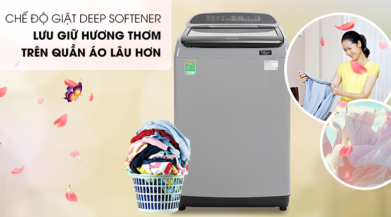 Chế độ giặt lưu hương-Máy giặt Samsung Inverter 8.5 kg WA85T5160BY/SV lồng đứng