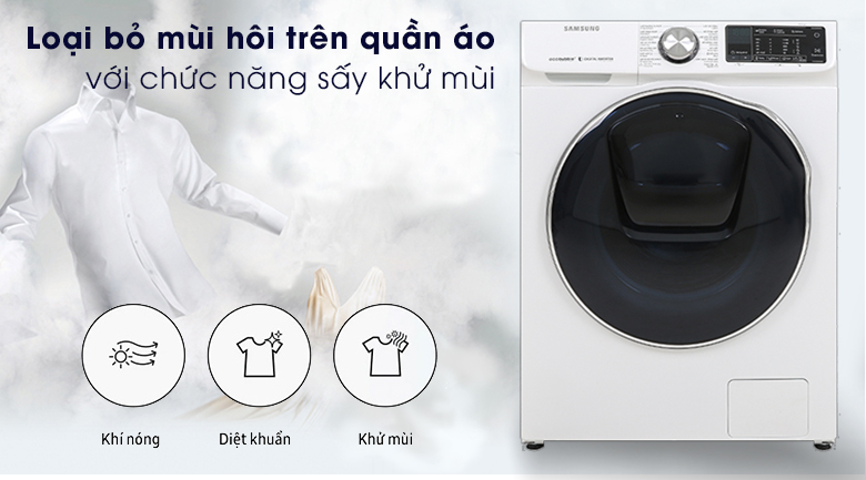 Air Wash-Máy giặt sấy Samsung Inverter 10.5 kg WD10N64FR2W/SV
