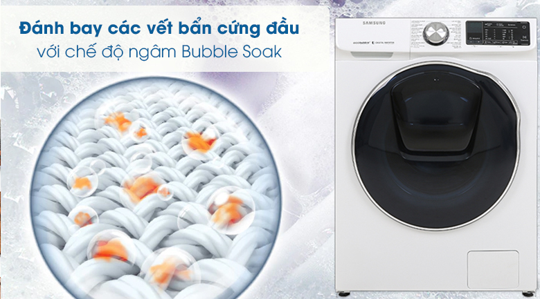 Bubble Soak-Máy giặt sấy Samsung Inverter 10.5 kg WD10N64FR2W/SV