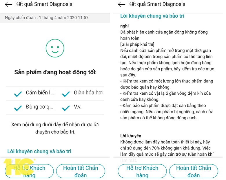 cách sử dụng tính năng Smart Diagnosis trên tủ lạnh LG bước 8.1