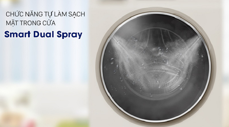 Smart Dual Spray-Máy giặt Aqua Inverter 12kg AQD-DD1200C lồng ngang